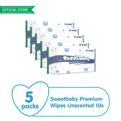 Sweetbaby Premium Wipes Unscented 10s (5 packs)