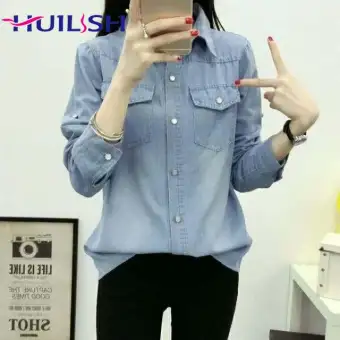 long sleeve denim shirt for ladies
