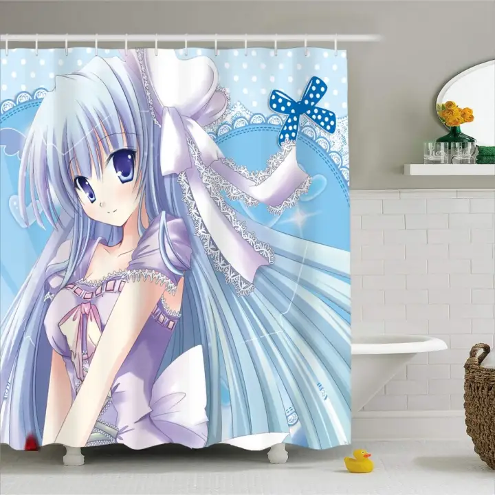 Hatsune Miku Cartoon Anime Princess, Anime Girl Shower Curtains