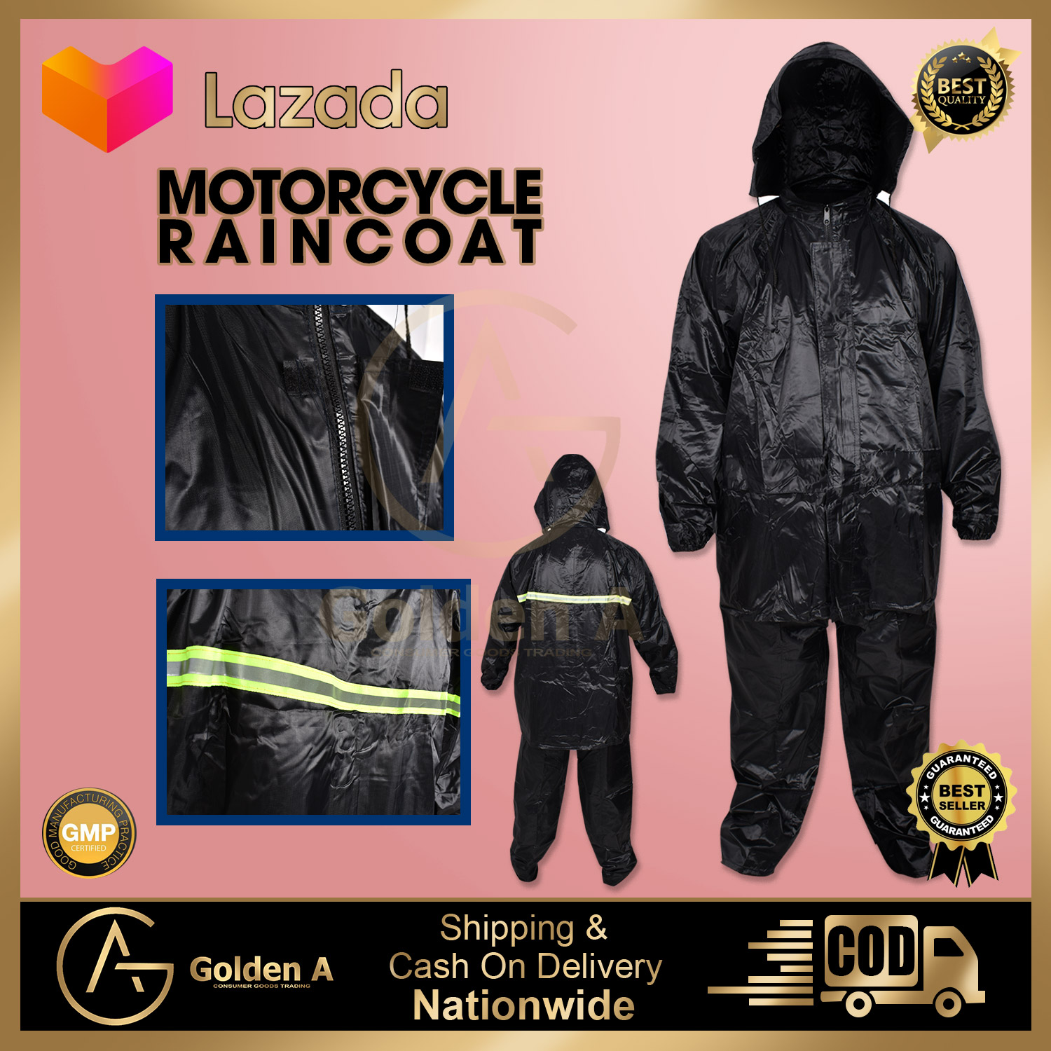 High Quality Motorcycle Waterproof Rain Coat Upgraded Soft Breathable Back Reflectorized
