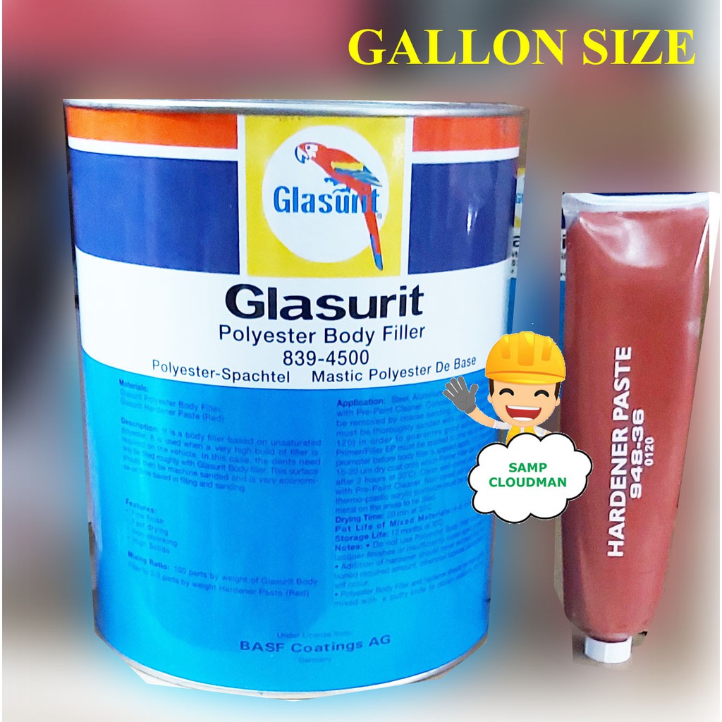 ♖Glasurit Polyester Body Filler with Harderner Gallon 4 Liters Pang