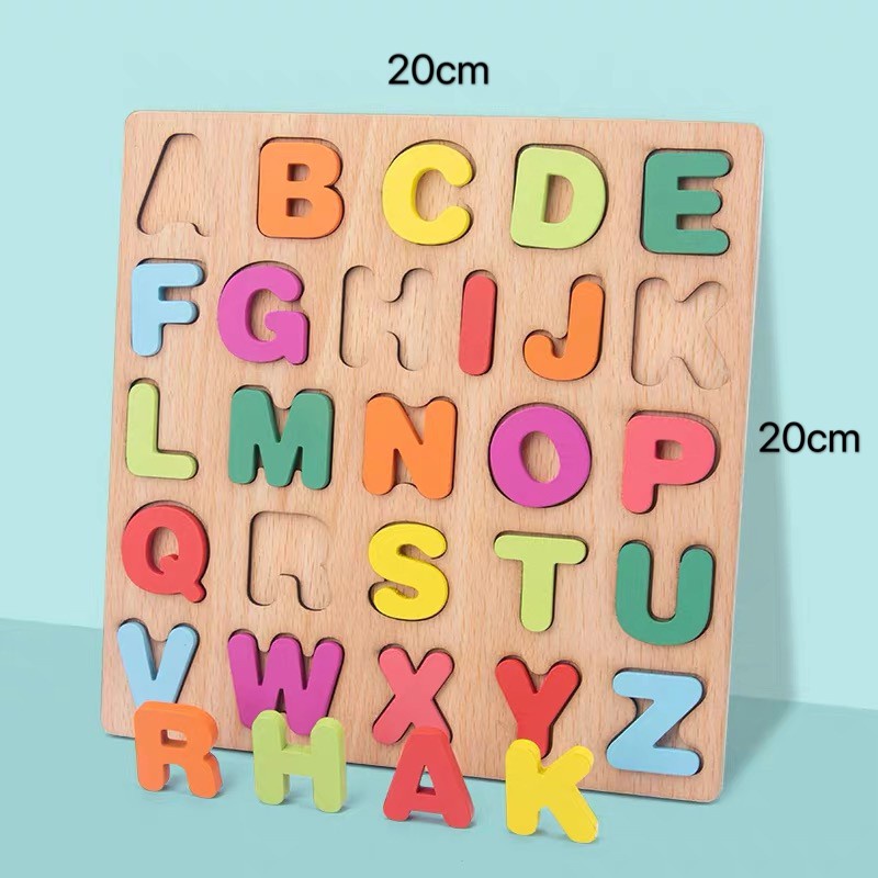 Alphabet Digital Puzzle Wooden Toys Kid Number Letter shape Matching ...