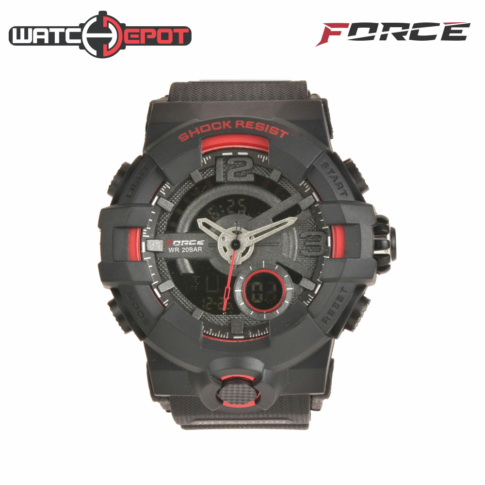 Force Mens Rubber Sports Watch 3261C (Black/Red) Lazada PH