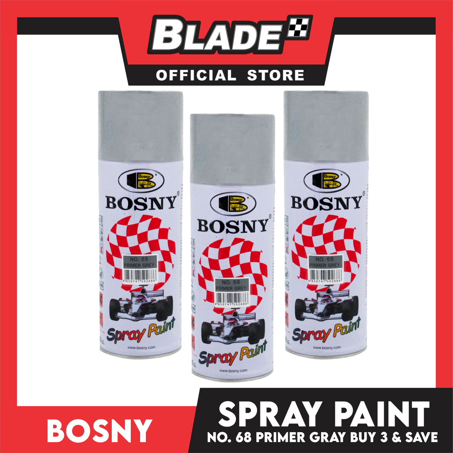 Bosny Spray Paint Primer Gray 68 (Bundle of 3) Lazada PH