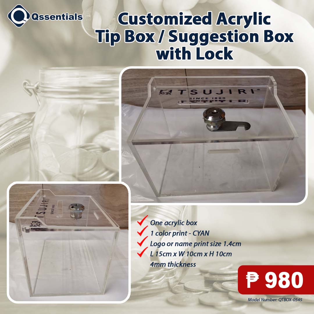 Customized Acrylic Tip Box / Suggestion Box with Lock Lazada PH