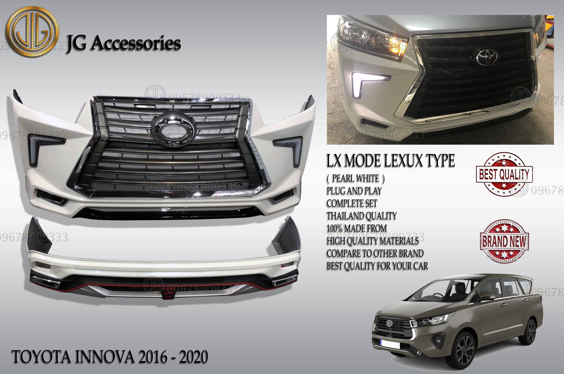 TOYOTA INNOVA 2016 2017 2018 2019 2020 FRONT AND REAR BODY KITS LEXUS