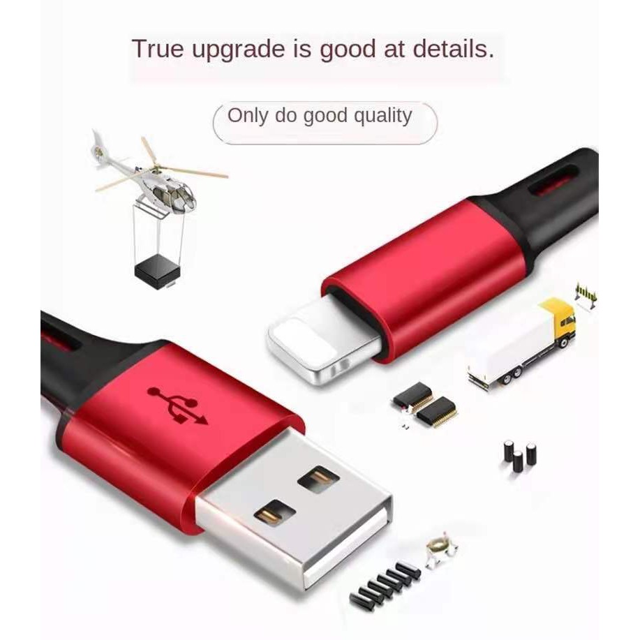 3 in 1 USB Charging Cable 2.4A Fast Charger Cable Type C / Lightning iPhone IOS / Android Micro