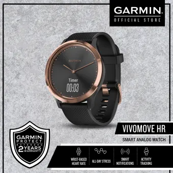 black and rose gold garmin watch