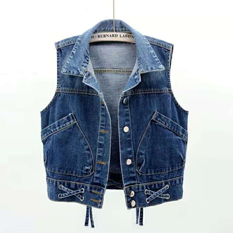 sleeveless jean jacket plus size