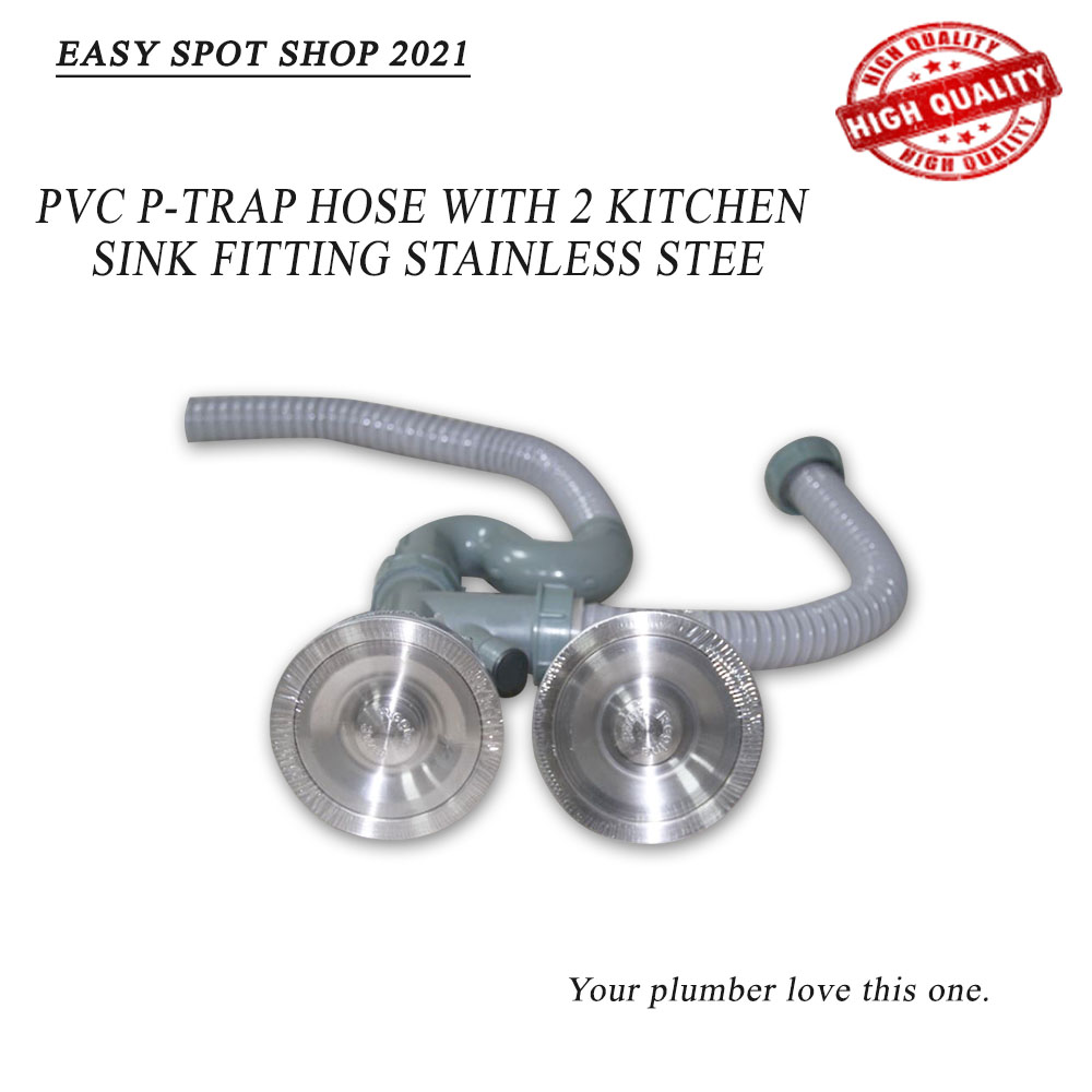 REGINA PVC PTRAP HOSE WITH 2 KITCHEN SINK FITTING STAINLESS STEEL RP