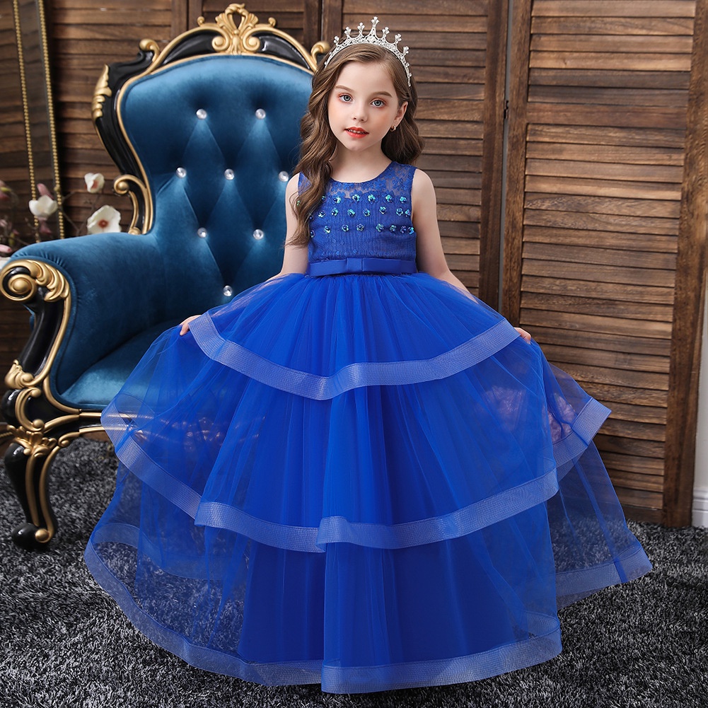 TAIAOJING Toddler Baby Girl Dress Flower Lace Wedding Dress For Kids Formal  Long Maxi Gown Dance Prom Sequin Bowknot Puffy Tulle Dresses For 7-8 Years  - Walmart.com