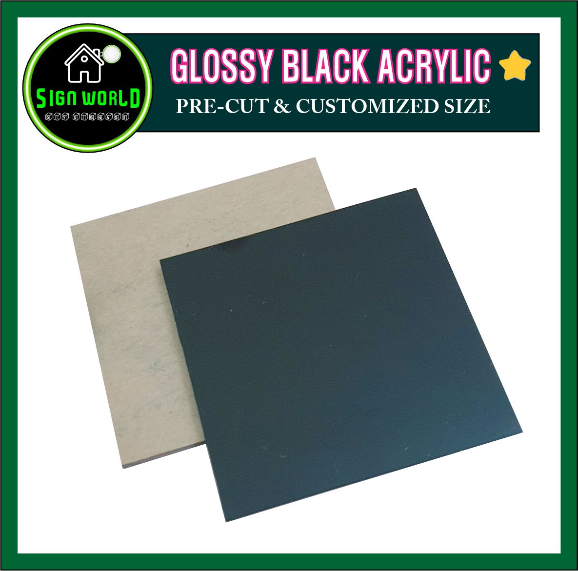 Glossy Black Acrylic Sheet Pre Cut & Customized Size Sheets Plastic ...
