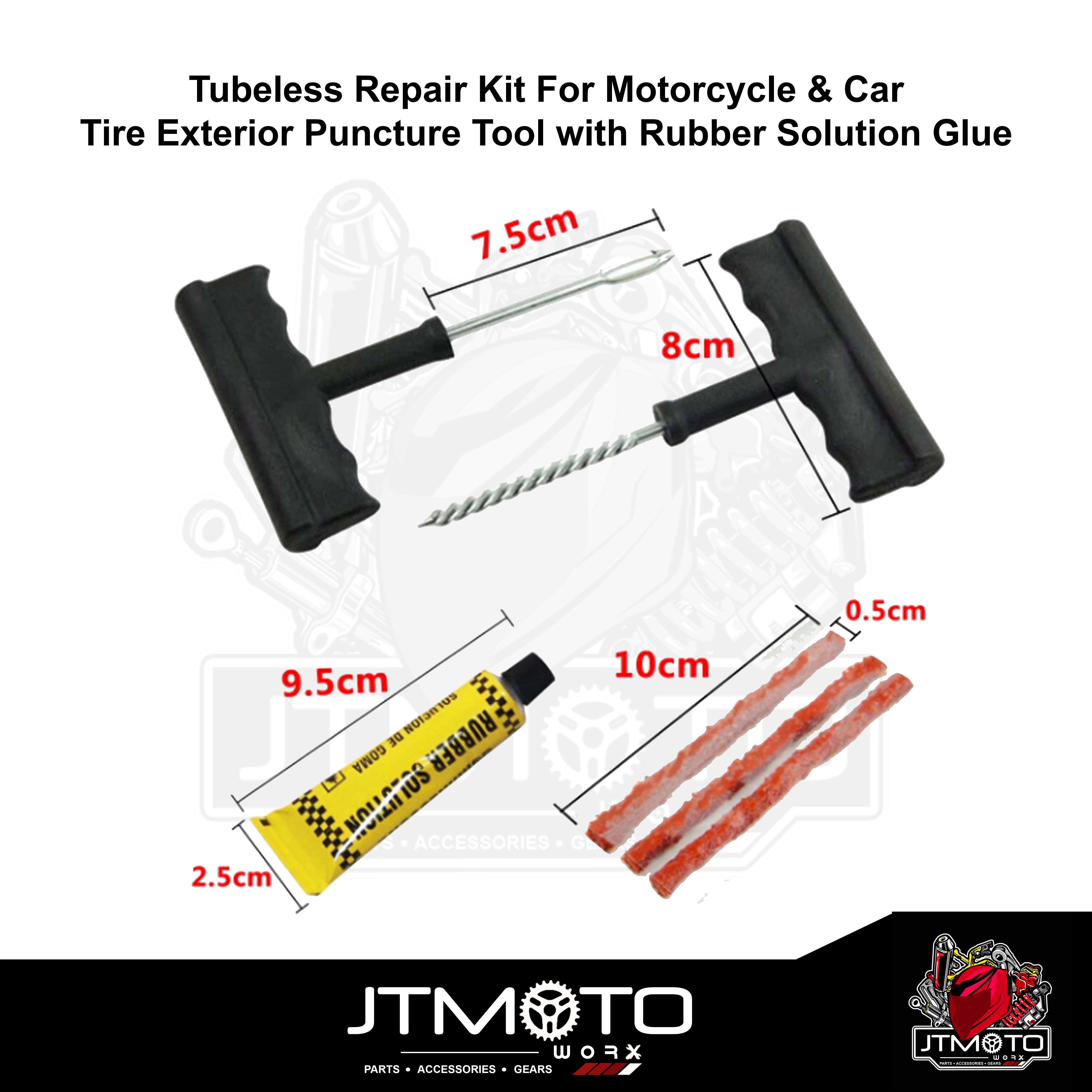 JTMOTO Car and Motorcycle Tubeless Tire Repair Tool Kit For Emergency