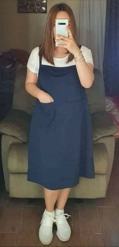 PLUS SIZE JUMPER DRESS NAVY BLUE WITH 