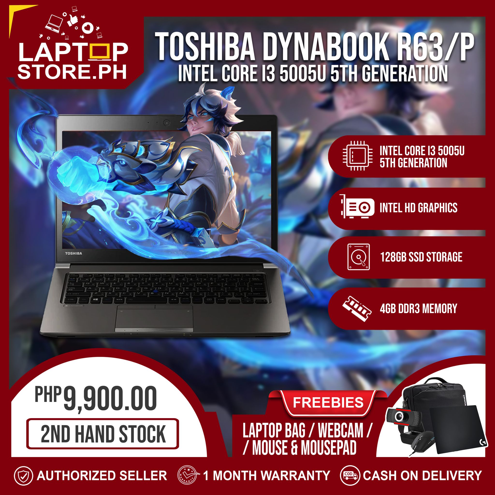 Laptop Toshiba Dynabook R63/P Intel Core i3 5005u 5th gen 4GB DDR3