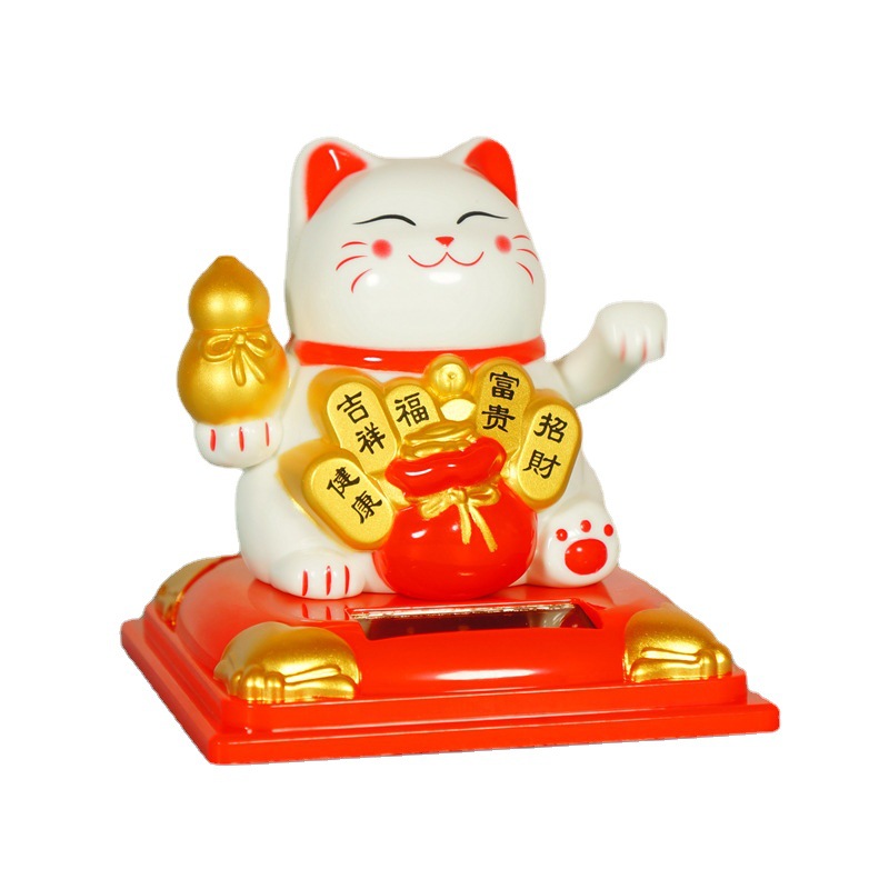 Waving Lucky Cat Solar Powered Cute Cat Good Luck Wealth Cat
