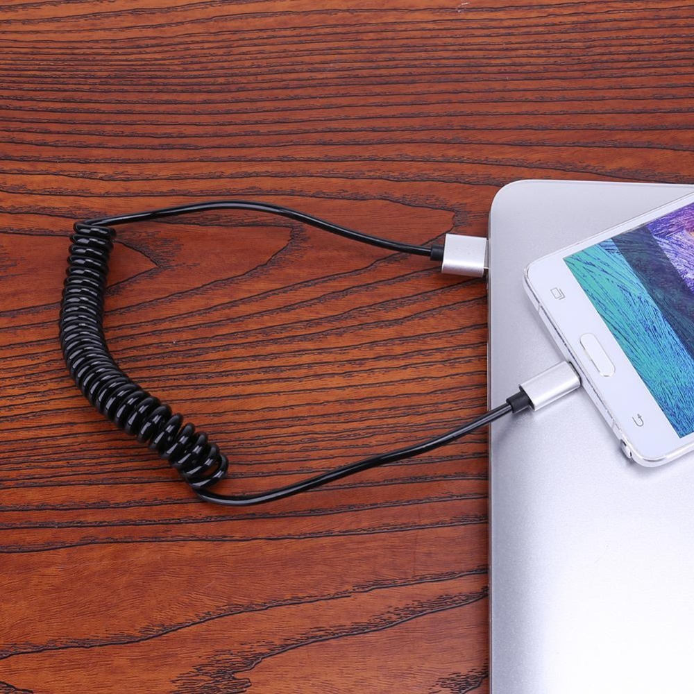 1 Meter Micro USB Port Data Transfer Sync Charging Stretchable Spring