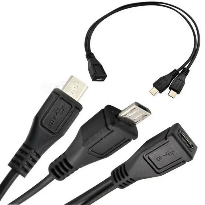 30cm Double Mirco Usb Charge Y Splitter Cable Micro Usb 5p Female