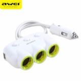 Awei C-35 Multi-Function Universal Car Charger 3 Socket Adapter with 2 USB Port