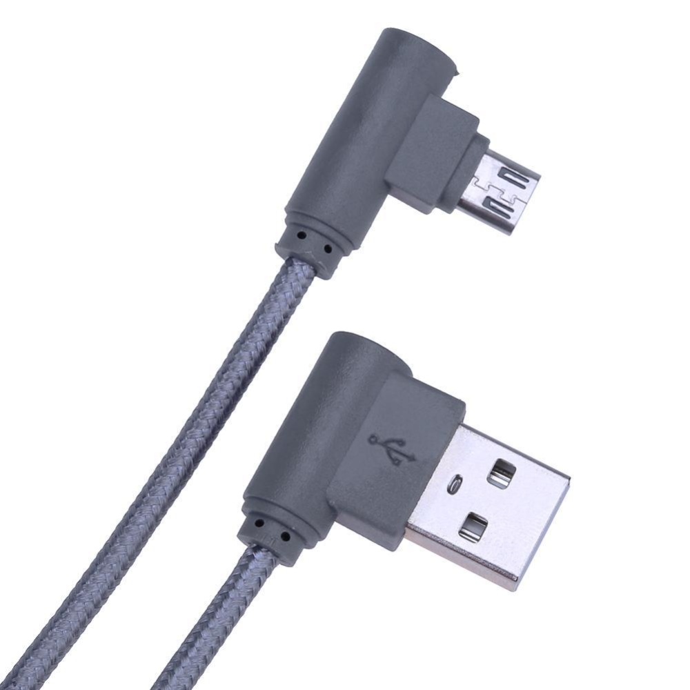 L Shape Connector 2A Quick Charging Micro USB Port Nylon Braided Data Cable(Grey) intl review