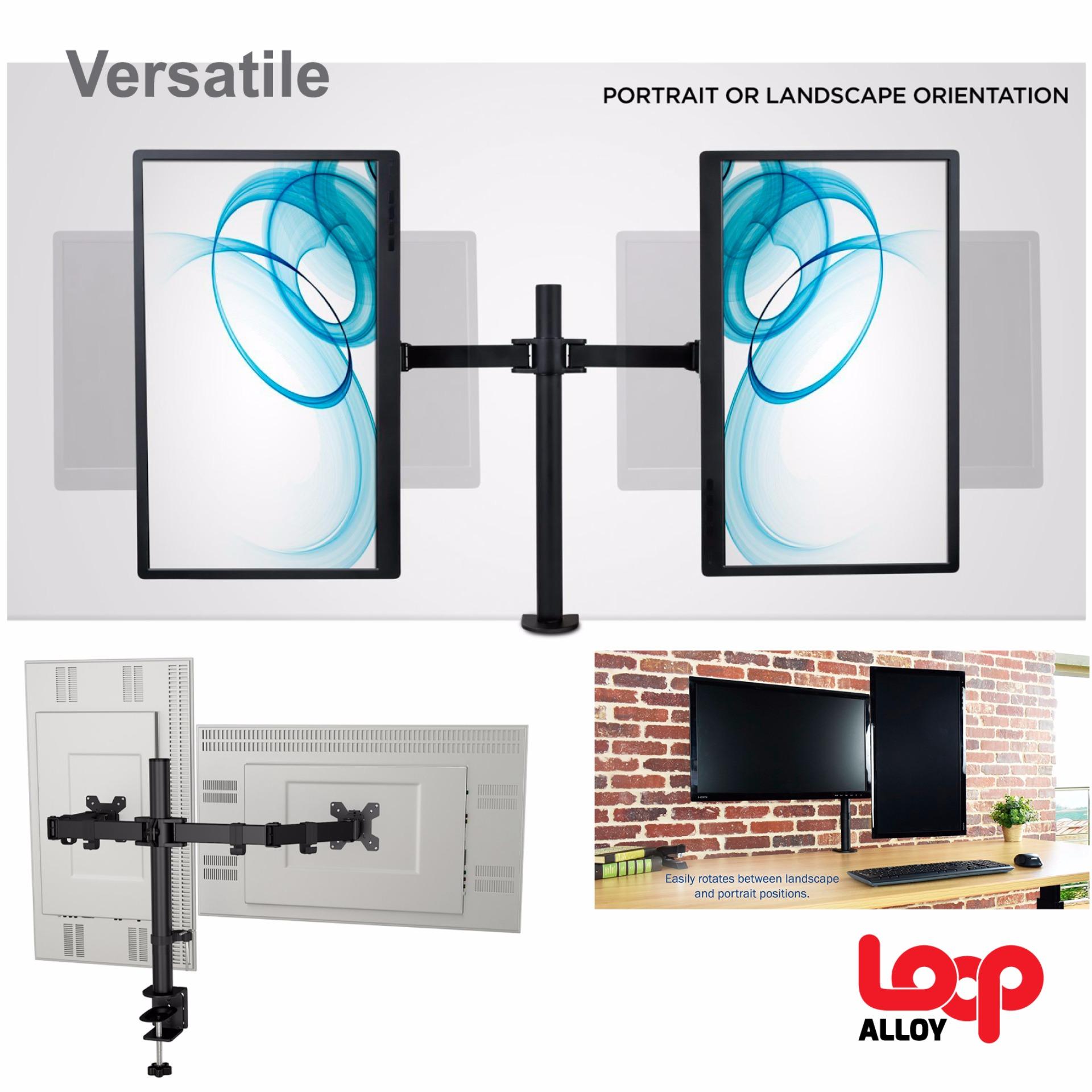 Loop Alloy Dual Monitor Bracket Mount Cclamp and Grommet options