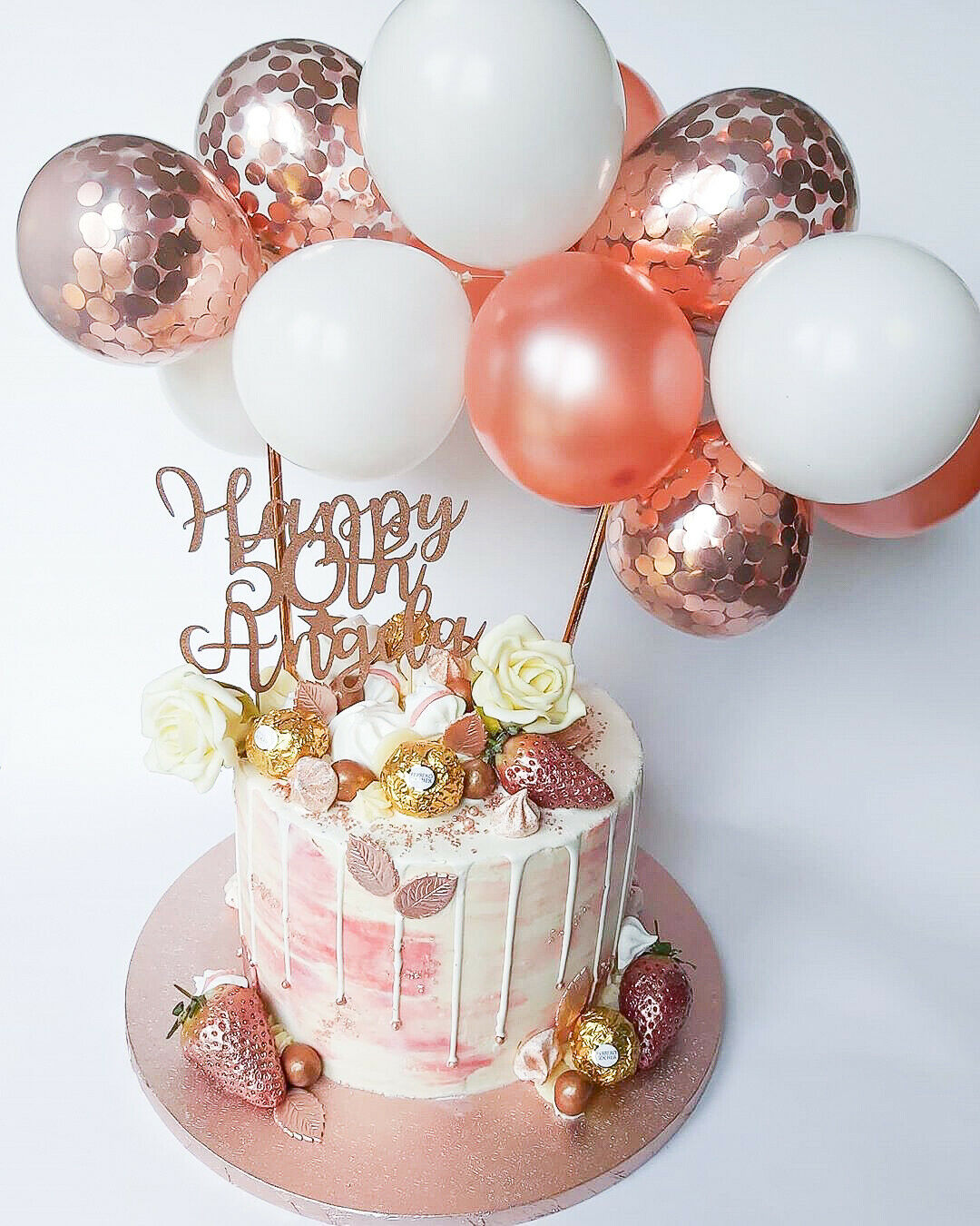 Balloon Cake Topper Garland Birthday Wedding Decoration PINK ROSE GOLD |  eBay