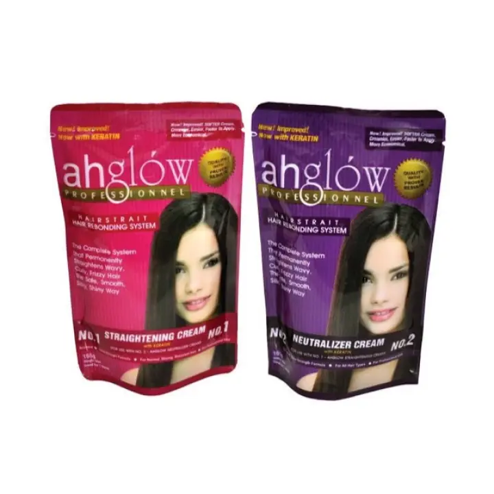 ahglow hair straightening cream and neutralizer