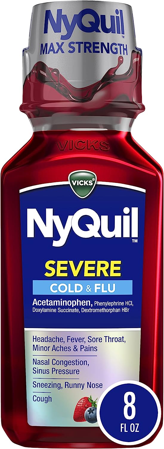 Vicks Nyquil Severe Cold And Flu 650 Mg Berry Flavor 8 Fl Oz 236 Ml