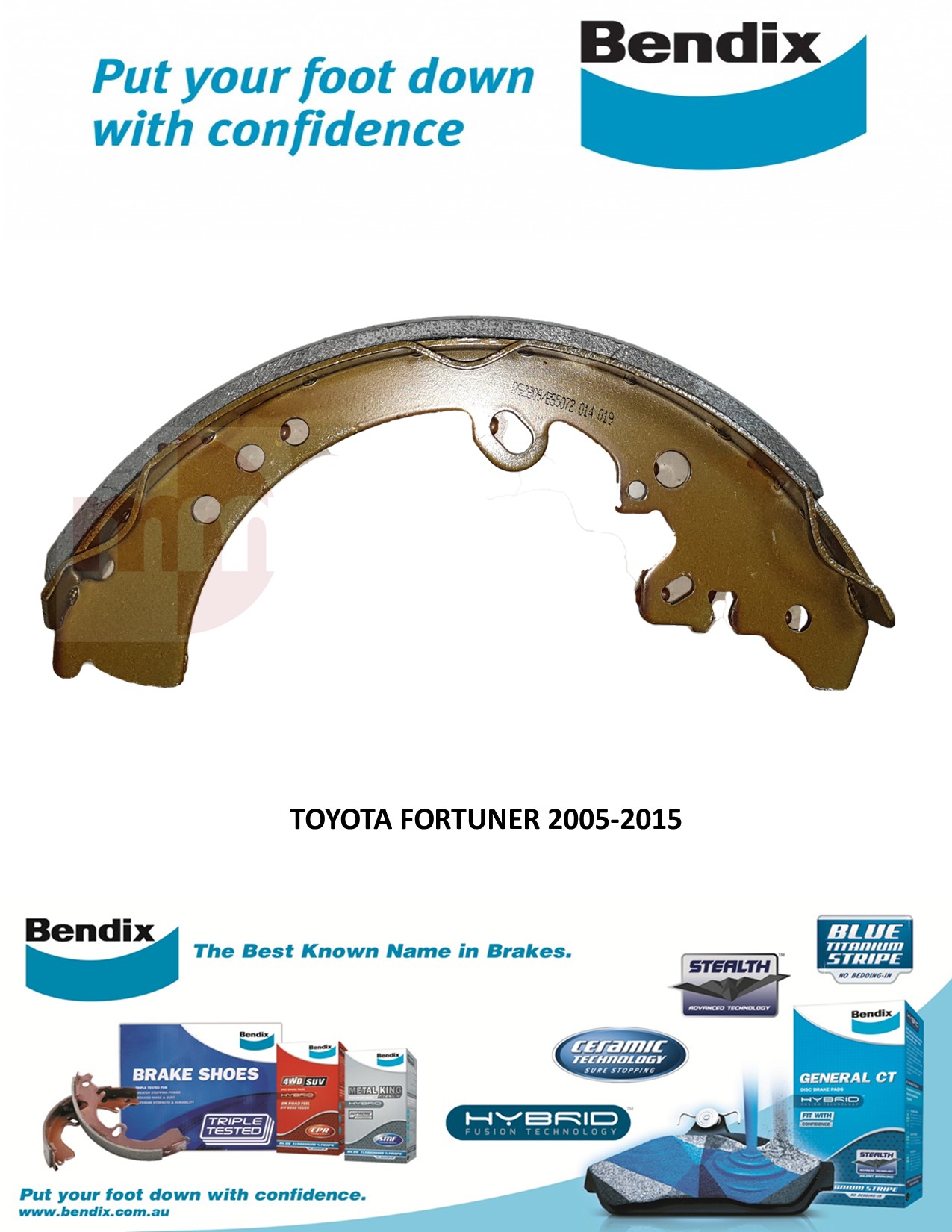 BENDIX BRAKE SHOE for TOYOTA FORTUNER 20052015 REAR ORIGINAL DS2809