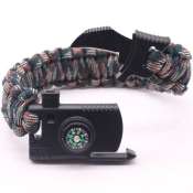 Outdoor Survival Bracelet with Knife, Fire Starter, Compass & Whistle