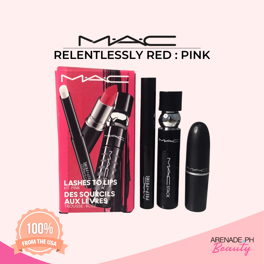 Mac Lashes To Lip Kit In Red Color Pink Relentlessly Red 706