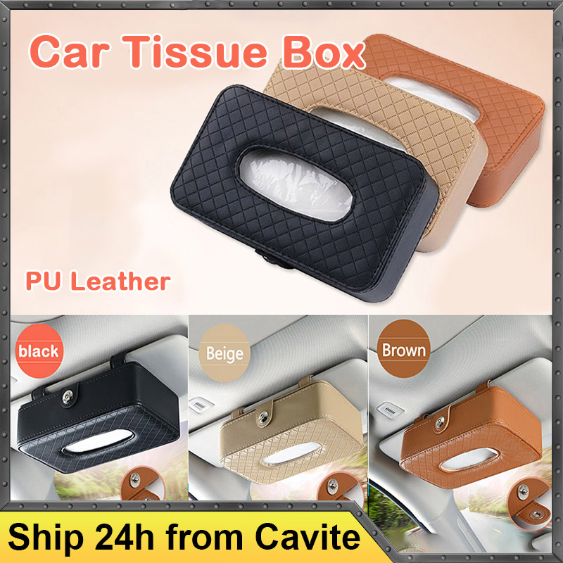 Beige Hanging Tissue Box For Car Sun Visor, Leather Tissue Holder Clip For  Car Sun Visor, Leather Tissue Storage Box