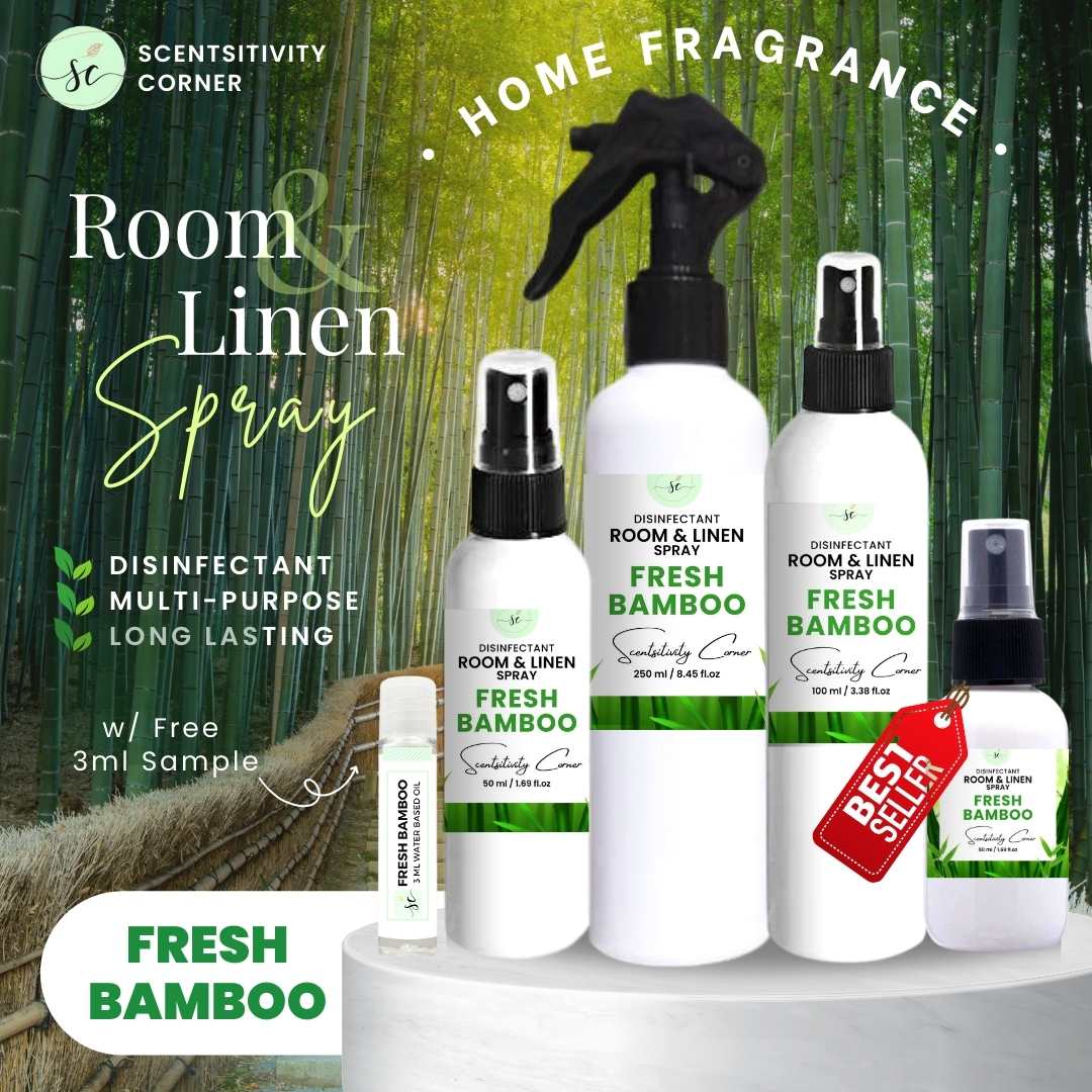 Scentsitivity Corner Fresh Bamboo Room and Linen Spray Gift Set Air Freshener Scent for Home