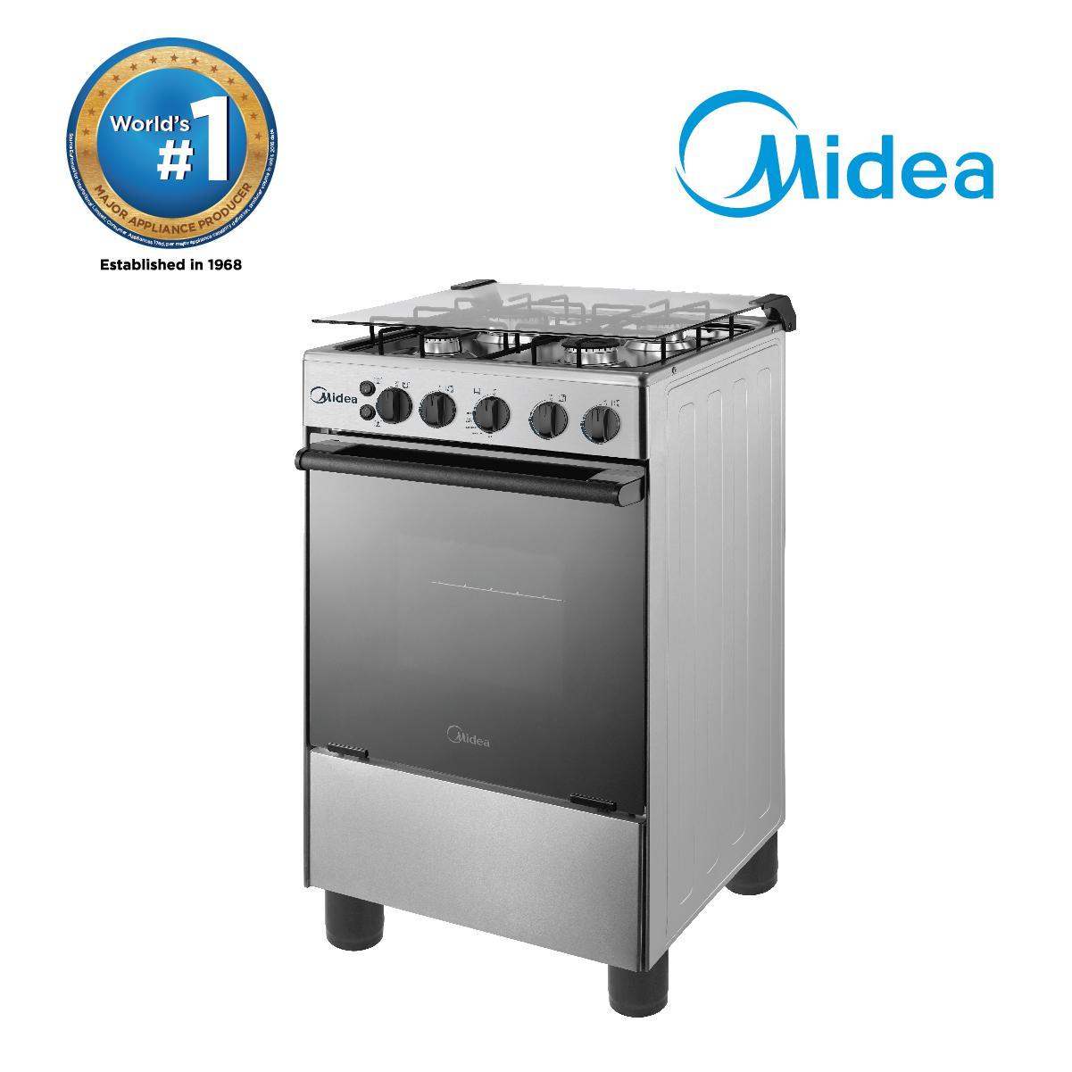 Midea 50CM Silver 4 Gas Burner Cooking Range Appliances on Sale Free Complete Solane Set Gift certificate ( FP-63GSR050MMFG-T1)