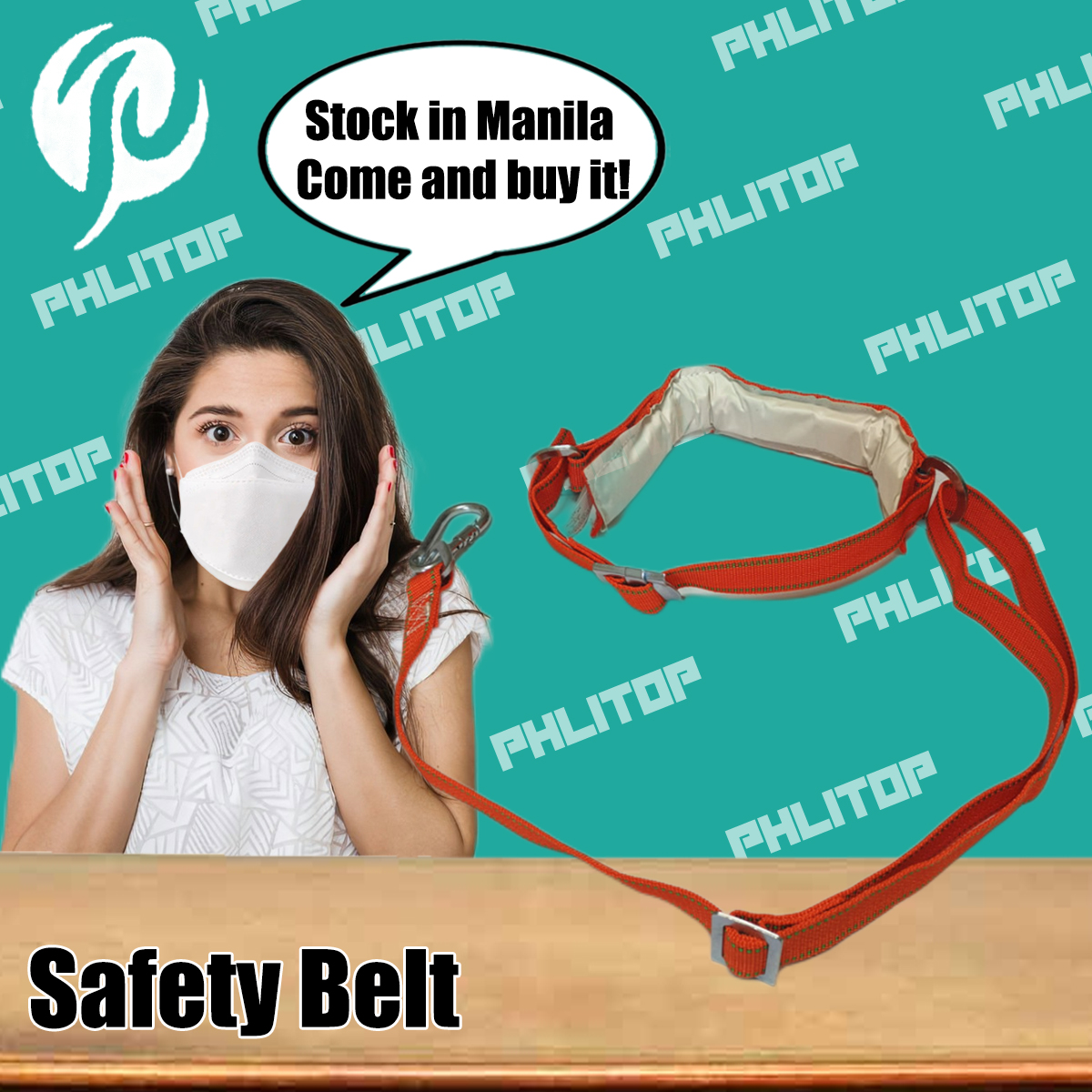 PHLITOP Safety Belt with Adjustable Lanyard, Tree Climbing Harness
