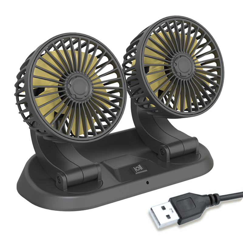 【Hàng Có Sẵn/Giảm Giá】quạt Mini Hai Đầu Quạt Làm Mát USB 12V/24V Cho Xe Tải, Gió Mạnh Điều Chỉnh 2 Tốc Độ