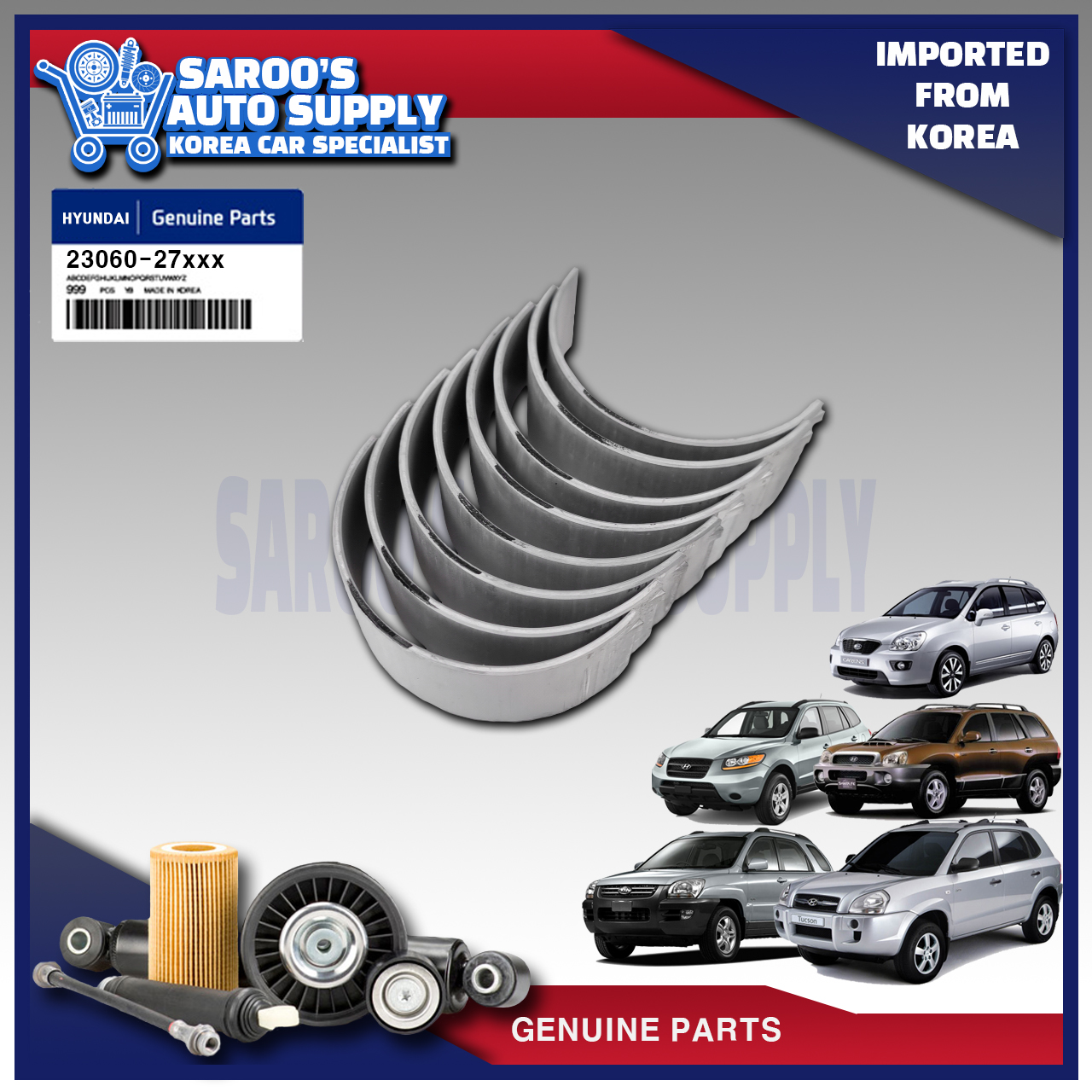 thumbnail image 2 of Genuine Hyundai Connecting Rod Bearings (STD) – For Elantra, Sonata, Tucson CRDi – 2306027922 2 of 5