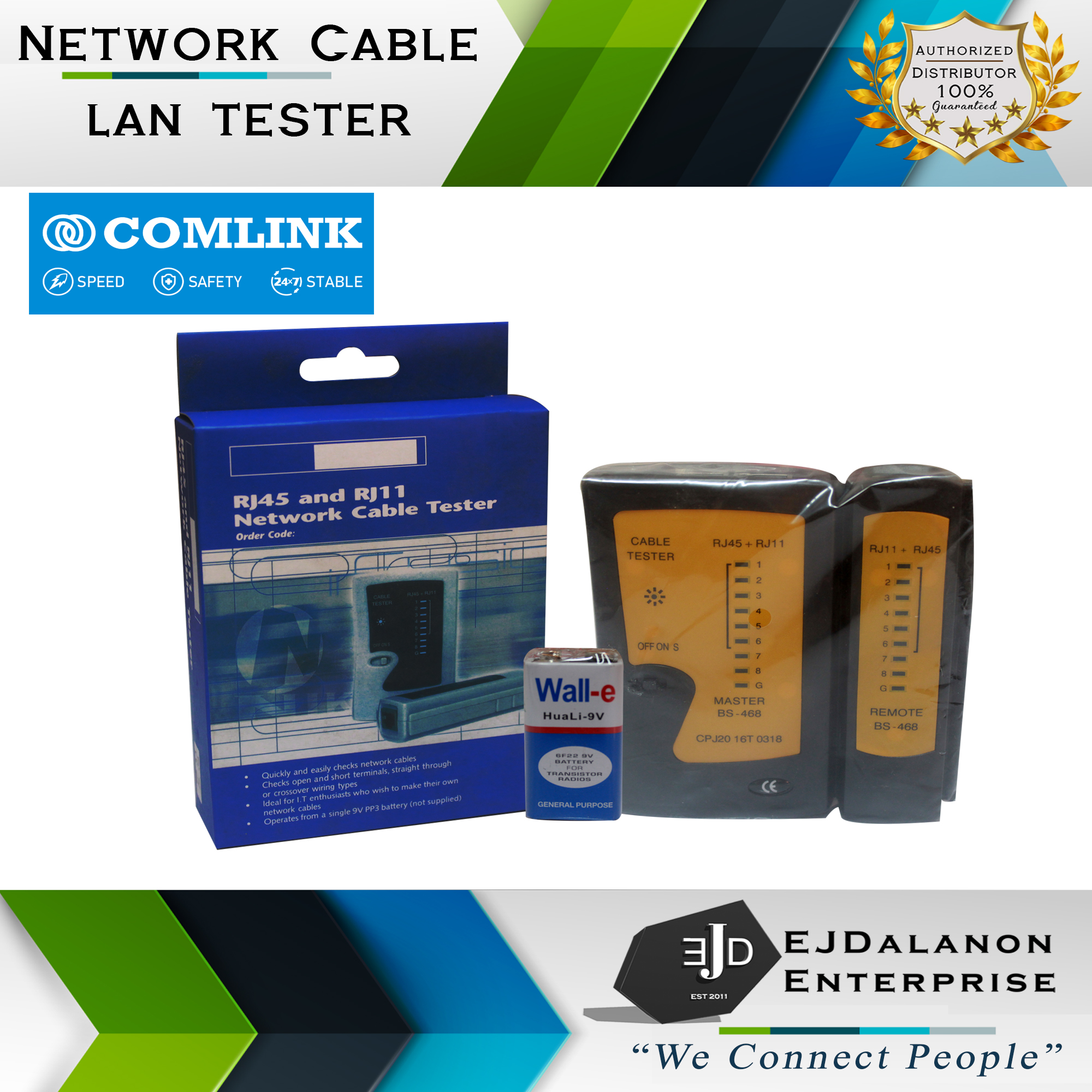 Network Cable Tester with 9V Battery RJ45 and RJ11 Lan Tester