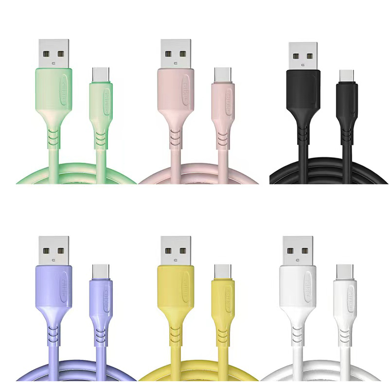 Fast Charger macaron Liquid silicone USB Charger Cable For moble phone