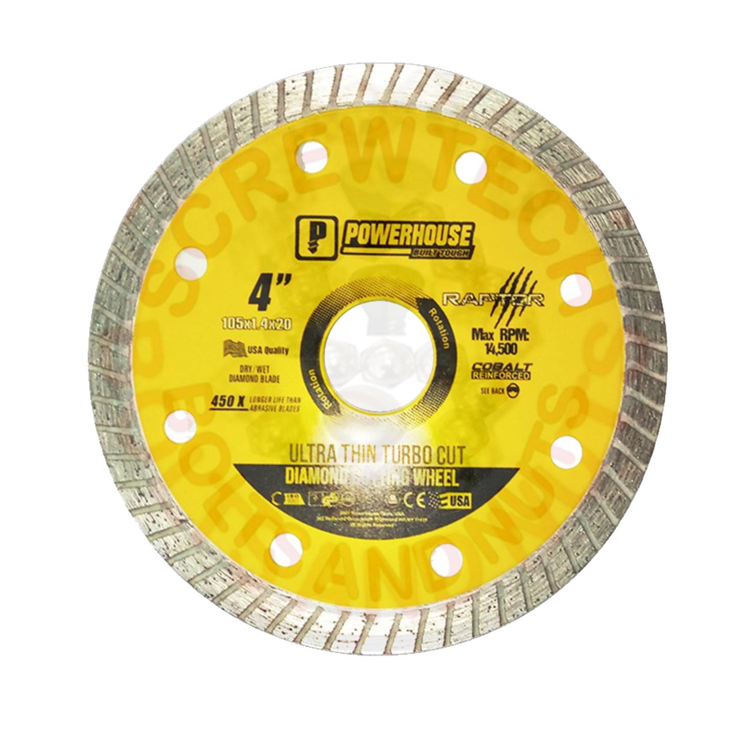 POWERHOUSE RAPTORS SERIES DIAMOND CUTTING WHEEL 4inches (TURBO ULTRA