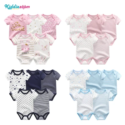 Kiddiezoom 5PCS baby romper jumpsuit New Born Baby Clothing Boy Girl Baby Onesies Short Sleeve Bodysuits Pure Cotton 0-12 Months