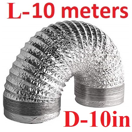 Flexible Aluminum Air Duct 10 inches x 10 meters Aluminum Foil Flexible ...