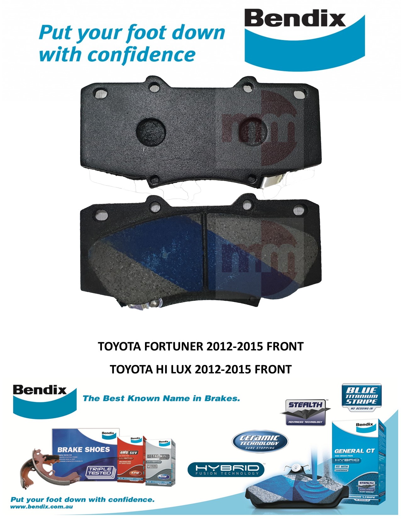BENDIX GCT BRAKE PADS for TOYOTA FORTUNER 20122015 / TOYOTA HI LUX
