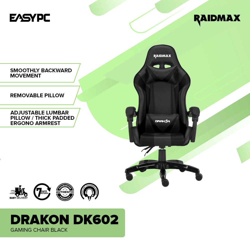 EasyPC Raidmax Drakon DK602 Gaming Chair Black Yellow Red White