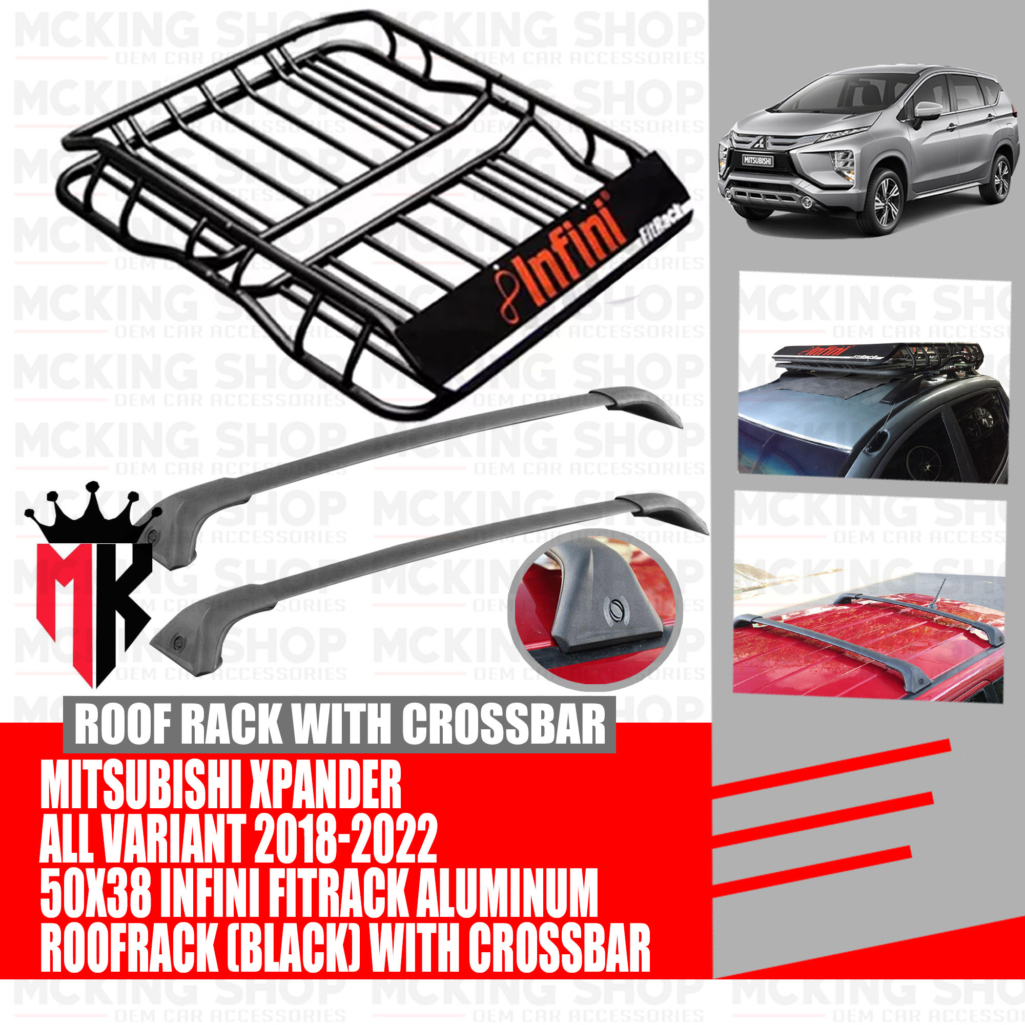 Mitsubishi Xpander 20182022 INFINI Fitrack Aluminum 50x38 Roof Rack