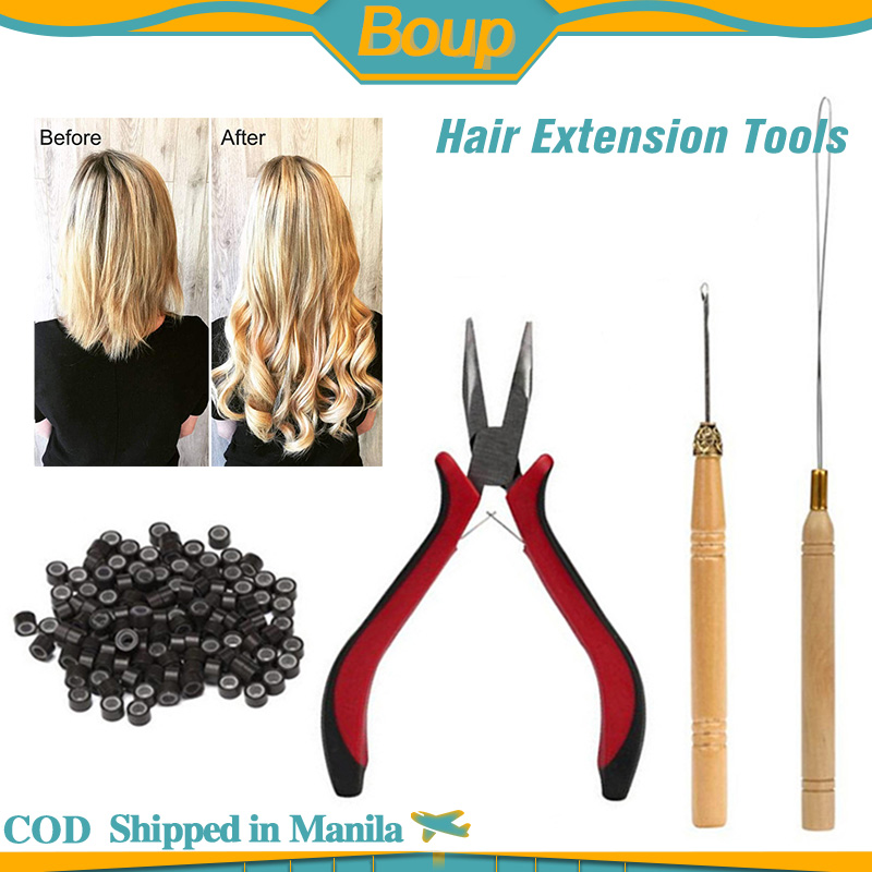 1 Set Hair Extension Tool Kit Plier Hook Pulling Needle Micro Nano