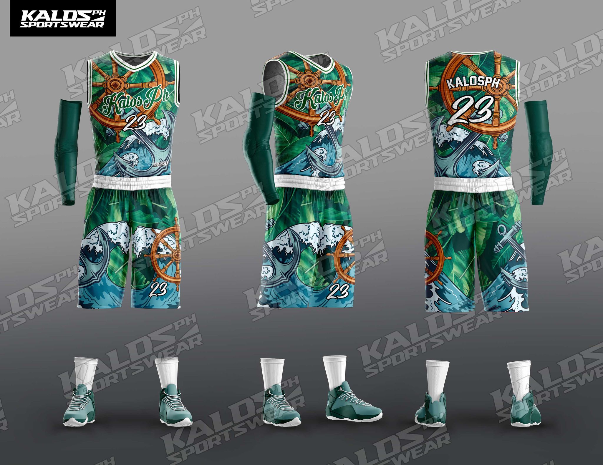 066 SEAFARER MARINE SEAMAN DESIGN BASKETBALL JERSEY SET SANDO AND SHORT ...