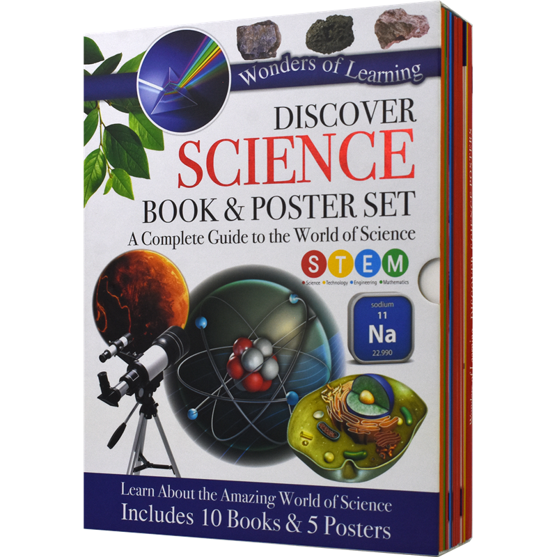 Discover science book and poster set children's Encyclopedia series set 10 books + 5 popular