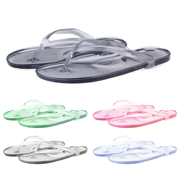 clear plastic flip flops