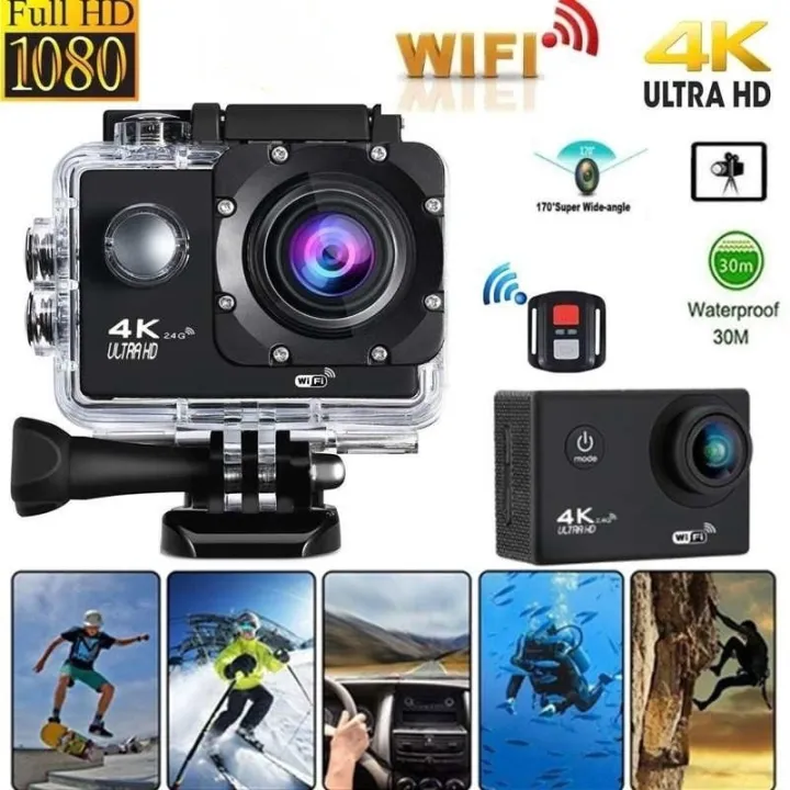 Ultra Hd 4k Sports Action Camera With Remote Control 1080p Motorcycle Helmet Video Waterproof Cam With Waterproof Case Wifi Wrist Rf Go Pro Camcorder Outdoor Pro Sport Cam For Bike Diving